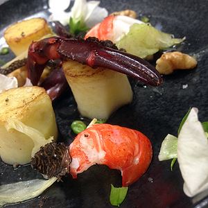 Marron with Vanilla Oil, Fennel, Walnut and Kipfler Forest Salad and Shaved Truffle - Chef Recipe by Shawn Sheather