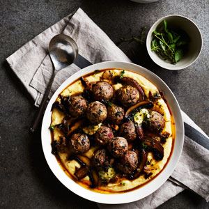 Veal and pork meatballs with polenta and mushroom - Chef Recipe by Matteo Bruno