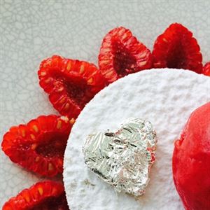 Upside Down Vanilla Custard Tart with Raspberries, Clotted Cream and Raspberry Sorbet - Chef Recipe by Grant Parry