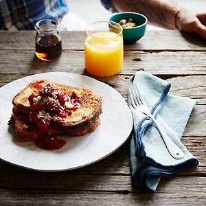 French Toast with Balsamic Strawberries and Macadamia Crumble - by Stuart McKenzie 