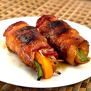 Enoki Mushrooms Wrapped in Bacon 