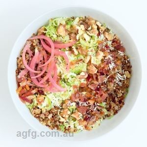 Brussels Sprouts and Bacon Grain Bowl - by Anna Shillinglaw Hampton