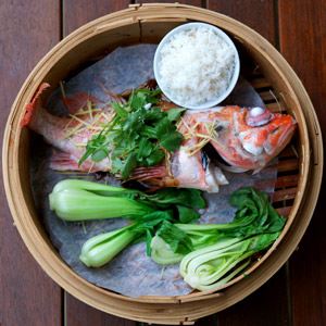 Steamed Whole Ocean Perch with Ginger and Soy 