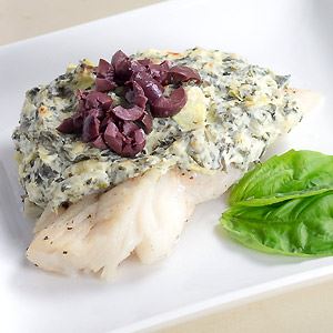 Cod with Spinach Artichoke Spread 