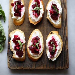Ashed Goats' Cheese & Beetroot Bruschetta