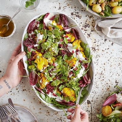 Marinated Maple and Turmeric Roasted Cauliflower with Yoghurt Sauce by Bettina Campolucci-Bordi