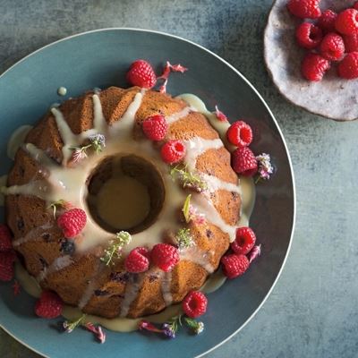 Raspberry and Yoghurt Bundt Cake with Maple Glaze by Greg and Lucy Malouf