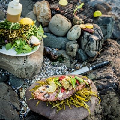 South Coast Snapper with Charred Vegetables and Beach Greens - Chef Recipe by Nicola Coccia