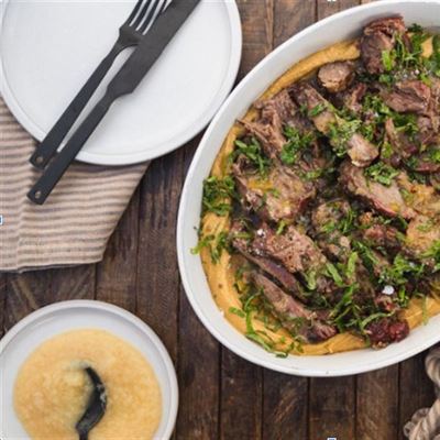Smoked Lamb Shoulder with Pumpkin Hummus - Chef Recipe by Sarah Glover