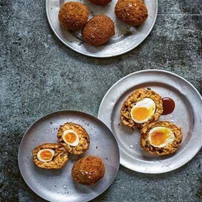 Kimchi Arancini Scotch Eggs - Recipe by Su Scott