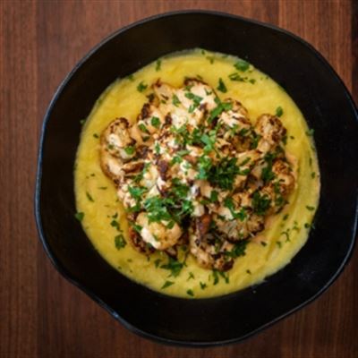 Crispy Cauliflower and Saffron Celeriac Puree