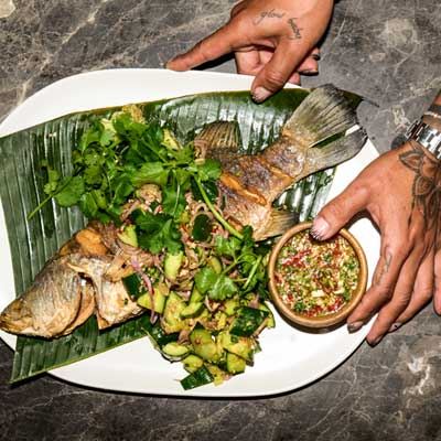 Whole Wok-fried Barramundi with Ginger Nam Jim Sauce - Chef Recipe by Khanh Ong