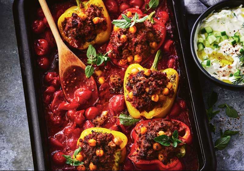 Spiced Lamb and Stuffed Capsicums