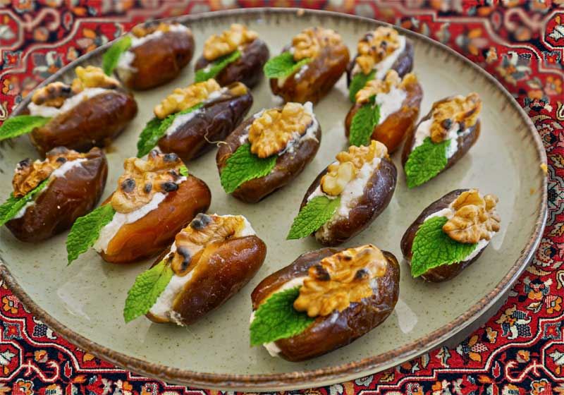 Stuffed Dates with Whipped Feta, Mint and Nuts - Chef Recipe by Gilaza Pour