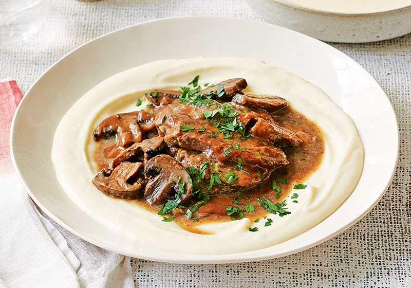 Slow-cooker Beef and Mushrooms with Mash