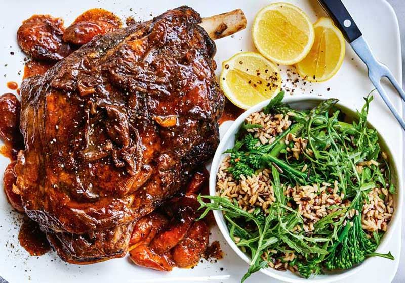 Slow-cooker Moroccan-style Lamb Shoulder and Rice Salad