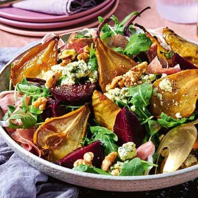 Roasted Pear and Beetroot Salad with Blue Cheese