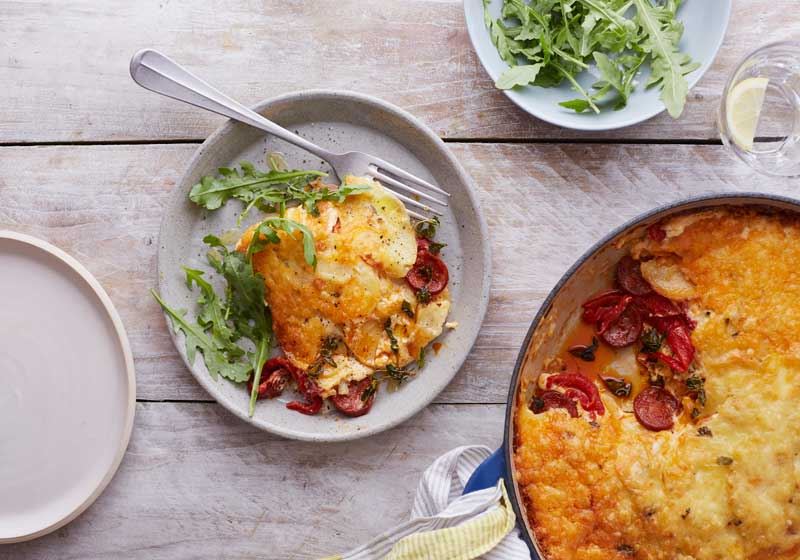 Chorizo and Roasted Pepper Gratin - Recipe by Amelie Wasiliev