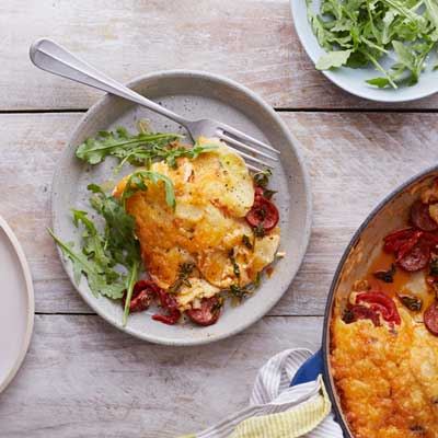 Chorizo and Roasted Pepper Gratin - Recipe by Amelie Wasiliev