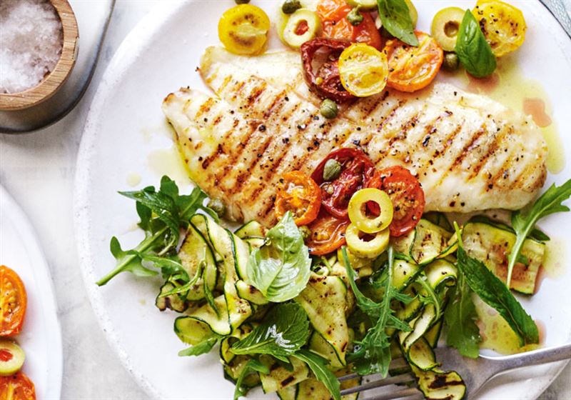 BBQ Snapper with Roasted Tomato and Caper Relish