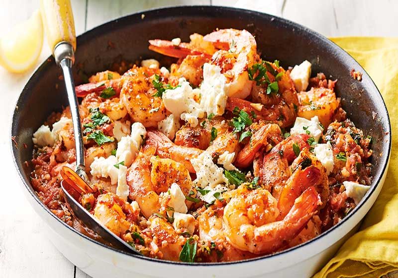 Saganaki-style Barbeque Prawns