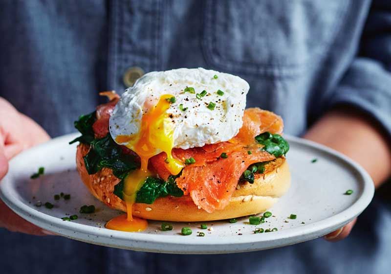 Poached Egg and Salmon Bagels