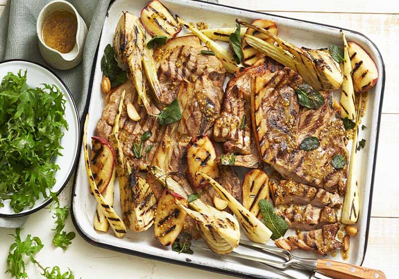 Tray Bake Pork Chops with Fennel, Apple and Parsnip