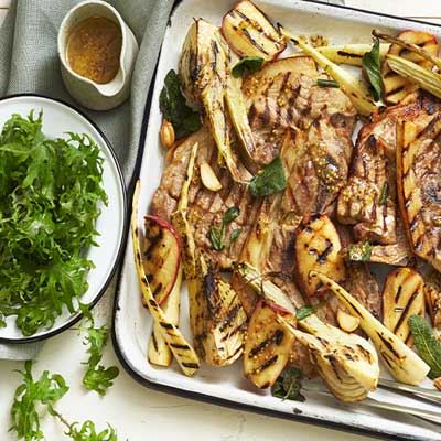 Tray Bake Pork Chops with Fennel, Apple and Parsnip