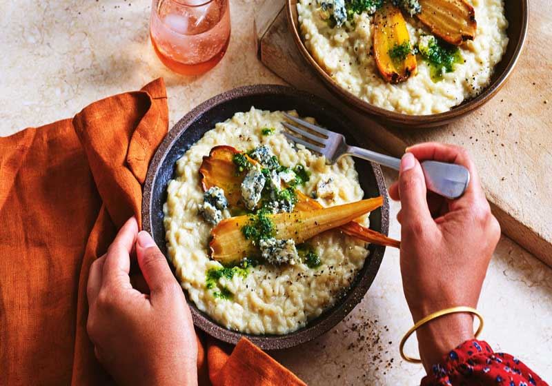Parsnip Risotto with Parsley Pesto and Blue Cheese
