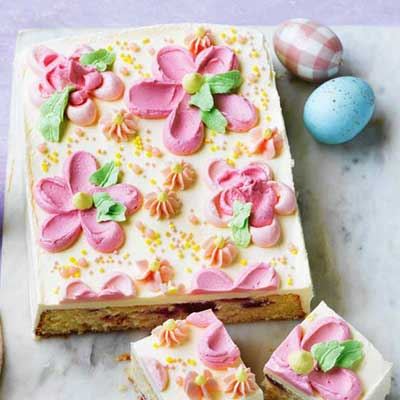 Lemon, Coconut and Raspberry Tray Cake