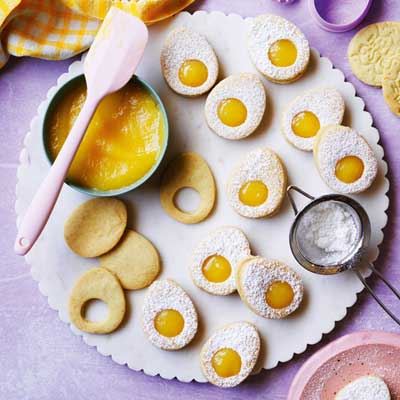 Easter Egg Cookie Sandwiches with Lemon Curd
