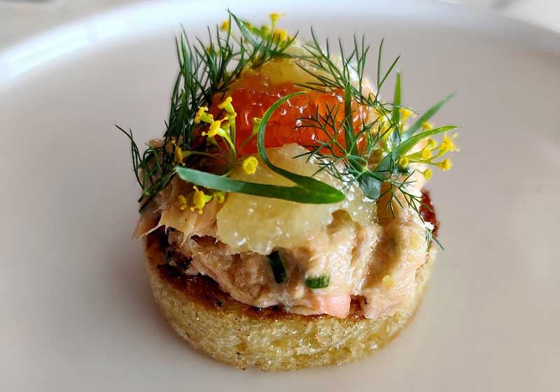 Smoked Trout, Brown Butter Crumpet and Fennel Jam - Chef Recipe by Connor Turnbull