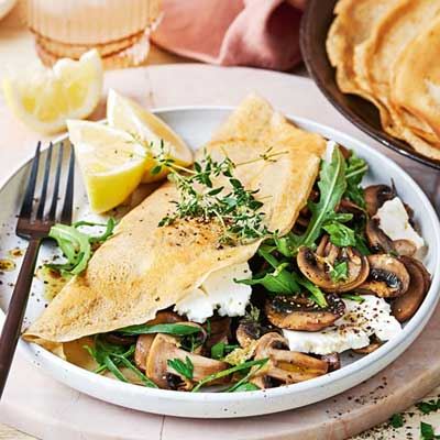 Buckwheat Crepes with Mixed Mushrooms