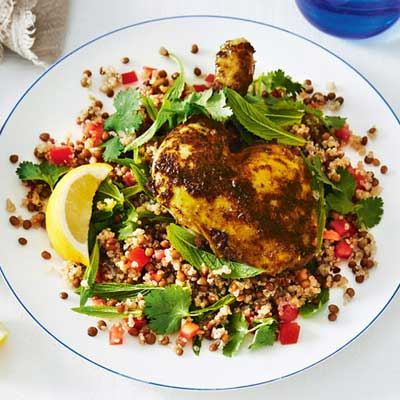 Chermoula Chicken, Quinoa and Lentil Salad
