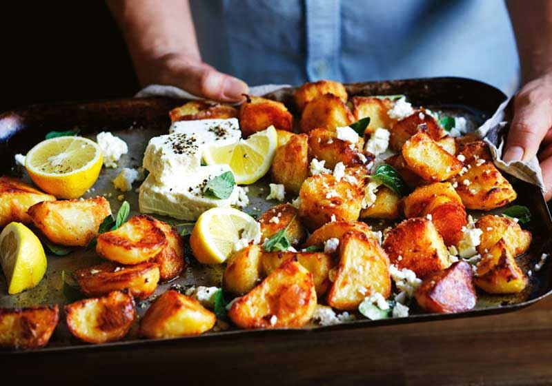 Roast Potatoes with Oregano, Feta and Lemon