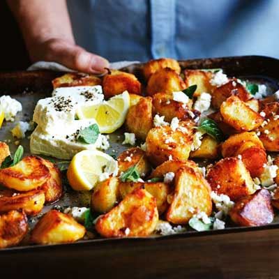 Roast Potatoes with Oregano, Feta and Lemon