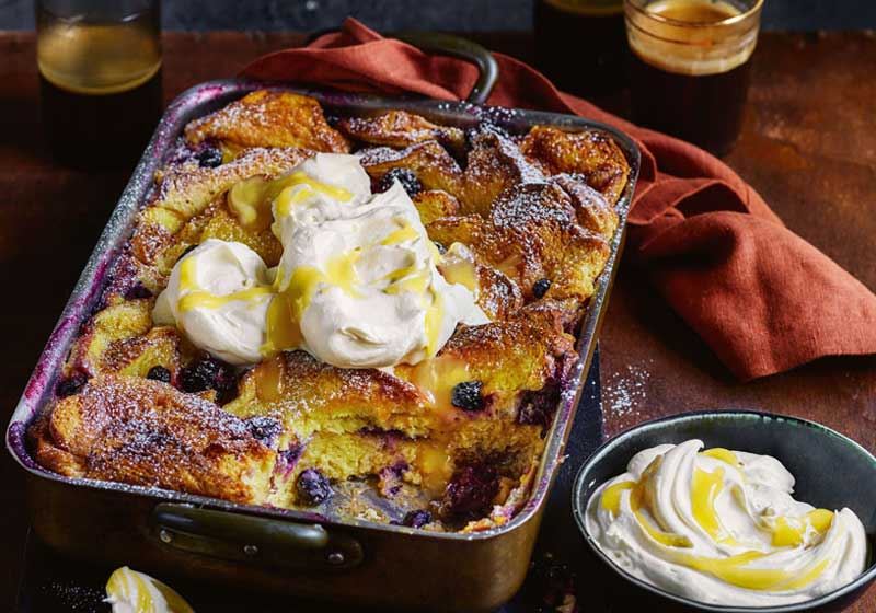 Lemon Curd and Blackberry Brioche Pudding