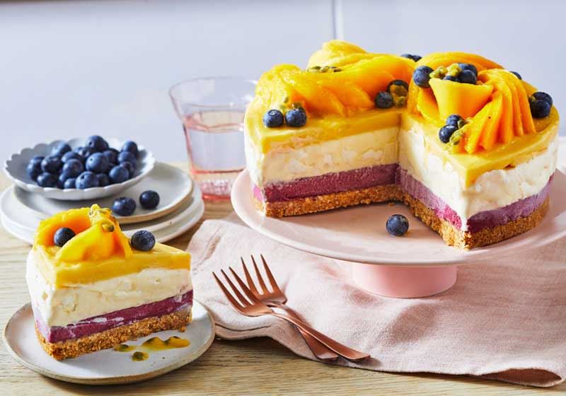 Blueberry and Mango Meringue Ice Cream Cake