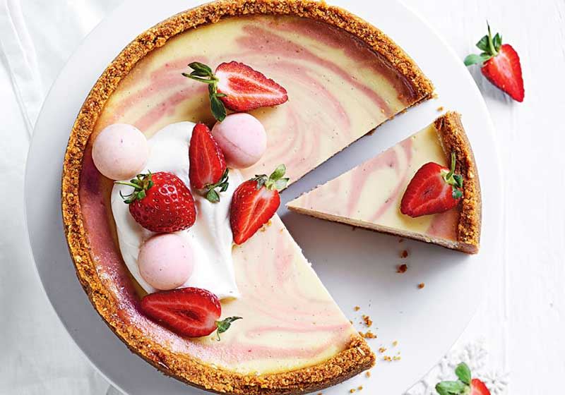 Strawberries and Cream Baked Cheesecake