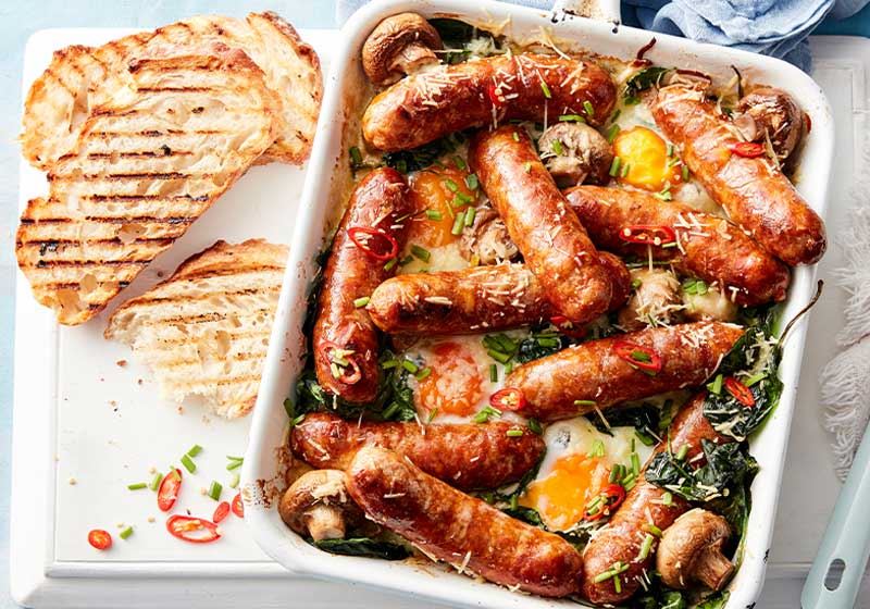 Spinach, Leek and Sausage Bake