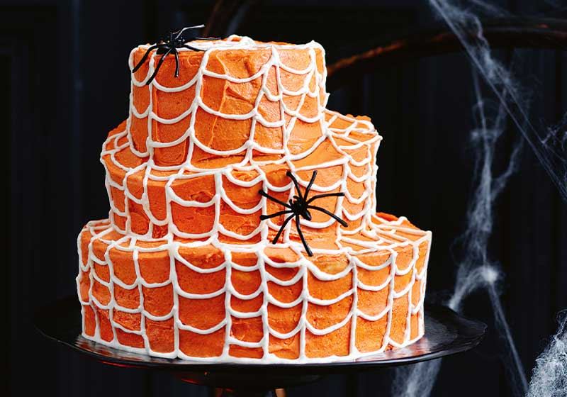 Topsy-turvy Spider Web Cake