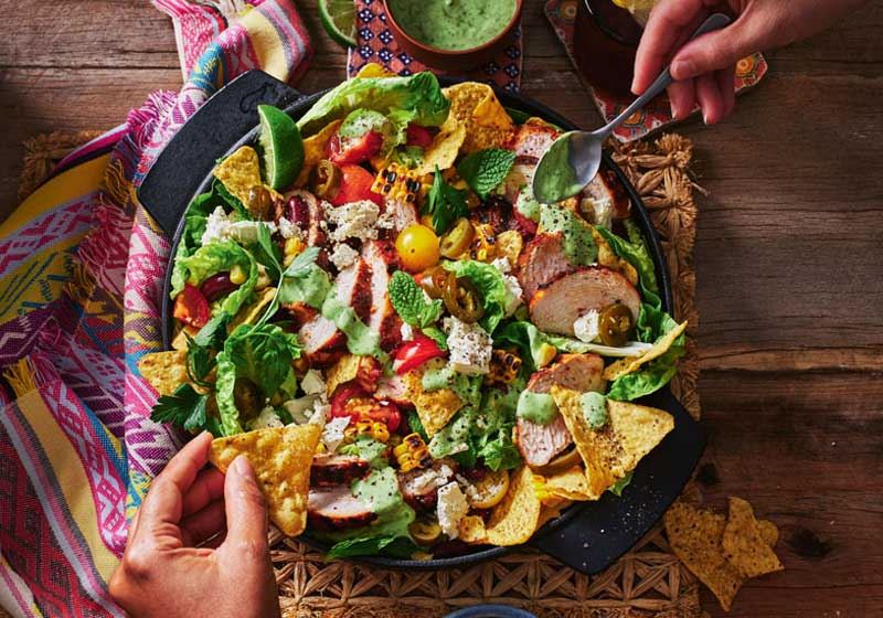 Charred Chicken and Corn Chip Salad