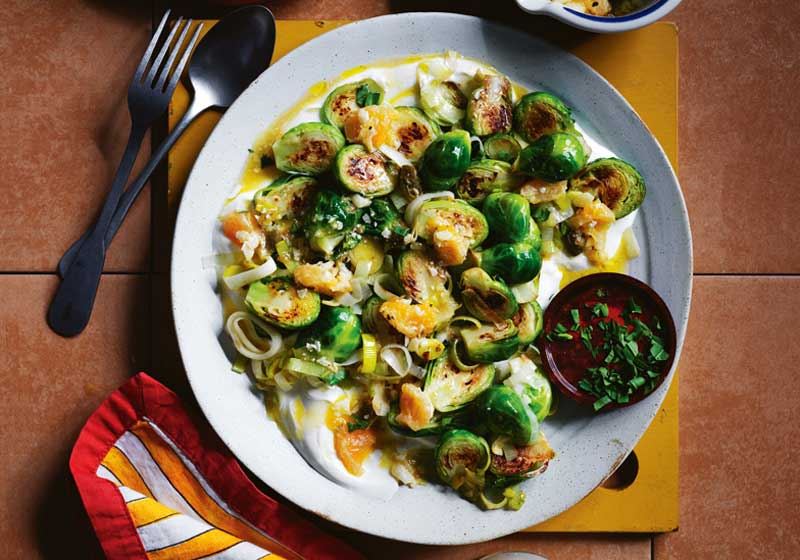 Charred Brussels Sprouts with Mandarin Dressing