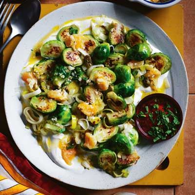 Charred Brussels Sprouts with Mandarin Dressing