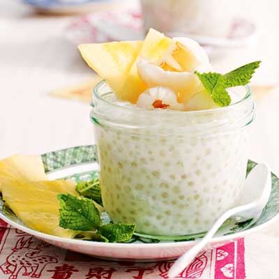 Coconut Tapioca with Lychee and Pineapple