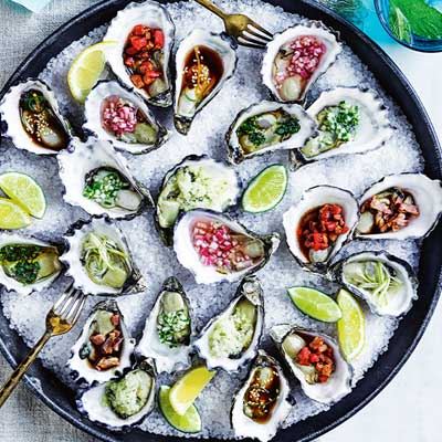 Oysters with Cucumber and Lychee Granita