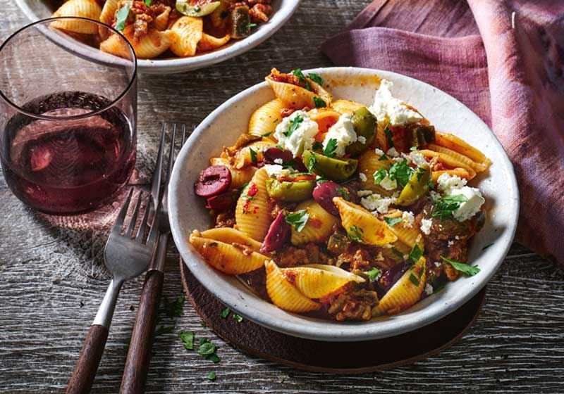 Greek-style Lamb and Eggplant Pasta