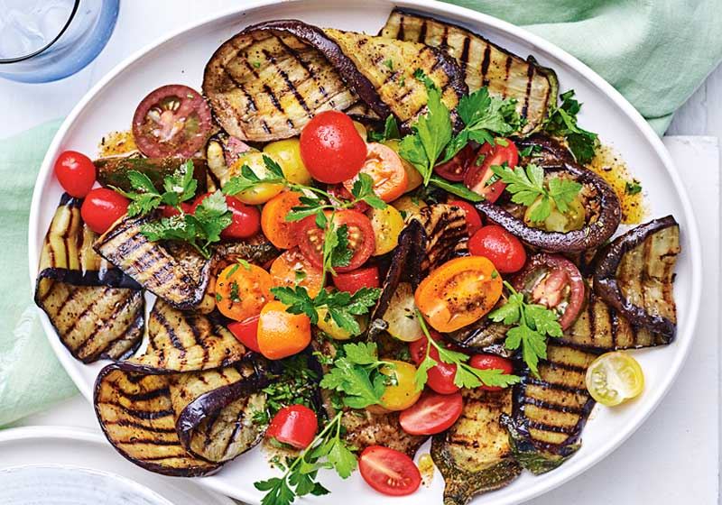 Char-grilled Eggplant and Tomato Salad