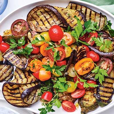 Char-grilled Eggplant and Tomato Salad