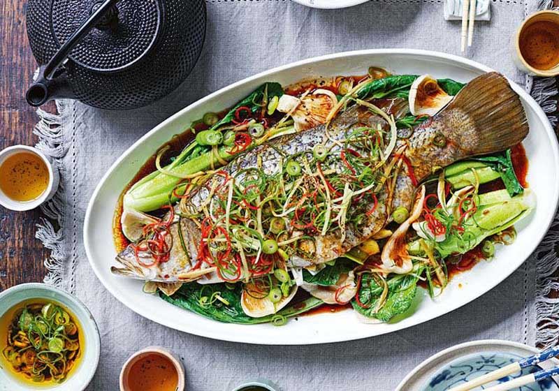 Steamed Whole Barramundi with Ginger and Shallots